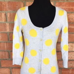 Gray and Yellow Polka Dot Cardigan